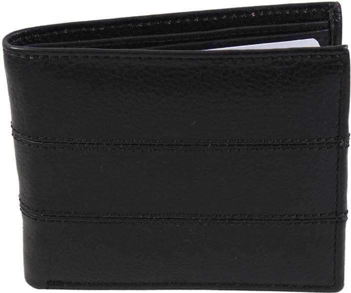 Kapi Men Black Genuine Leather Wallet  (8 Card Slots)