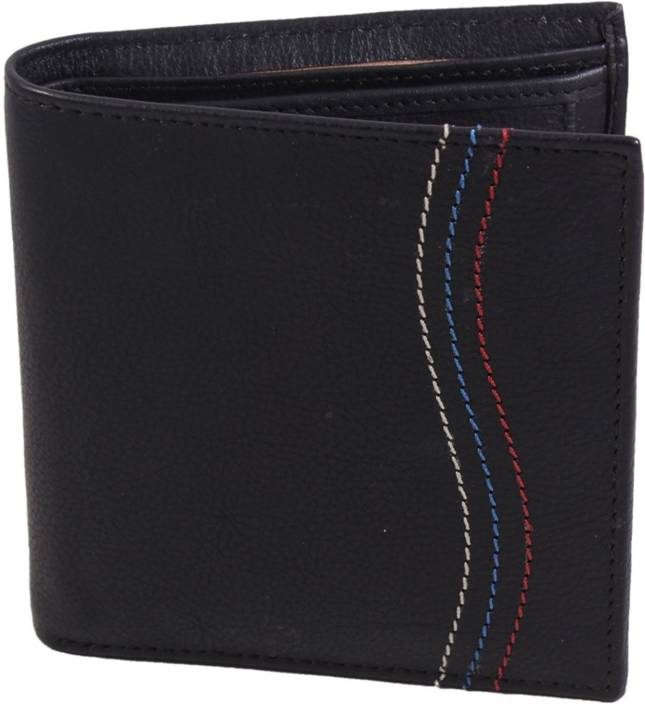 Kapi Men Black Genuine Leather Wallet  (9 Card Slots)